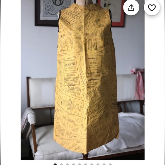 Rare collectable 1960s yellow pages paper dress